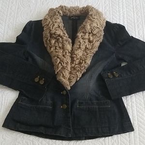 Oh so Cute Kaity Blue Jean Jacket w'Collar SZ M